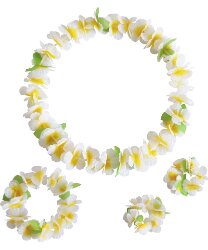 Гавайский набор (ожерелья, венок, браслеты)
