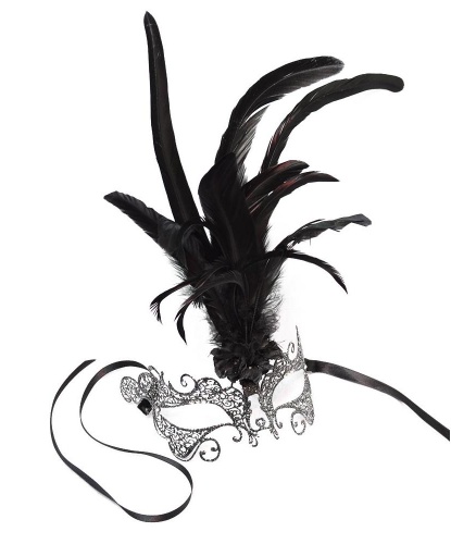 Металлическая маска Colombina Ciuffo, перья, металл, стразы (Италия)