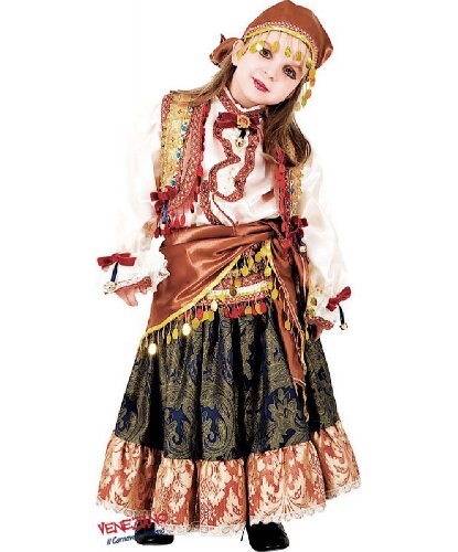 Детский костюм цыганки: головной убор, жилетка, платок, рубашка, юбка (Италия)