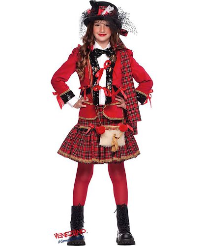 Детский шотландский костюм : юбка, пиджак, шляпа, галстук-бабочка, сумка (Италия)