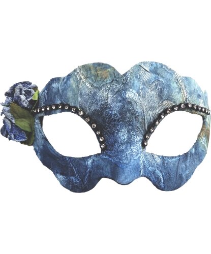 Голубая маска Colombina Fiore, папье-маше, ткань, стразы (Италия)