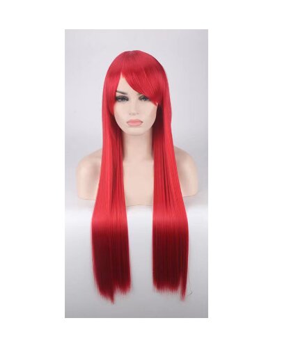 Длинный красный парик с челкой: красный (Китай)