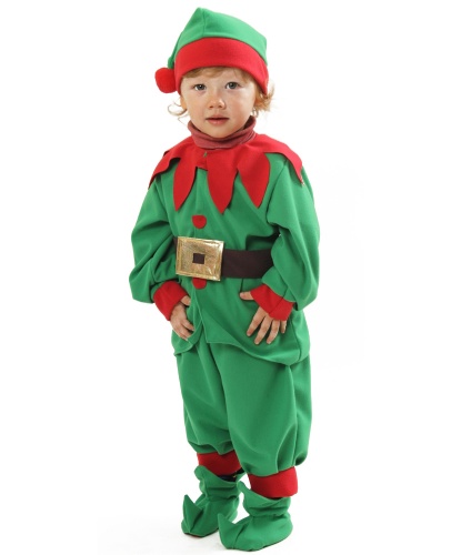 Детский костюм помощника Санта-Клауса: кофта, пояс,капри, колпак, накладки на ботинки (Германия)