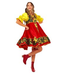 Русский народный костюм "Елена" хохлома красный