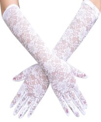 Белые кружевные перчатки (45 см)