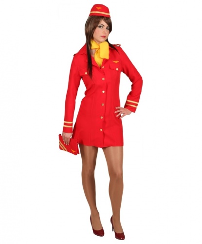Платье стюардессы (красное): платье, головной убор, платок (Германия)