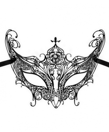 Черная венецианская маска Libellula, стразы, металл (Италия)
