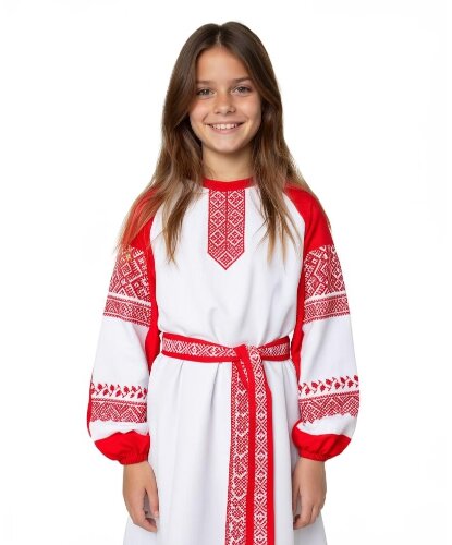 Русское народное детское покосное платье: платье,пояс (Россия)