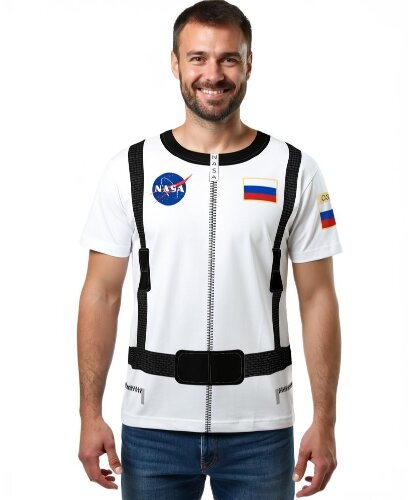 Взрослая футболка Космонавт, унисекс c принтом (Россия)