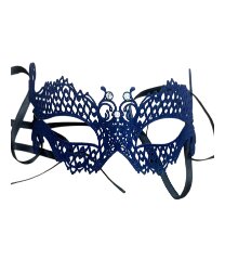 Синяя бархатная венецианская маска Colombina Occhialina
