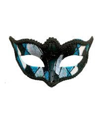 Маска Арлекина черно-голубая