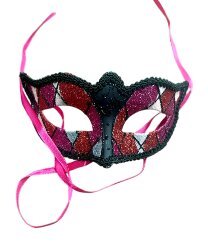 Маска Арлекина красно-розовая