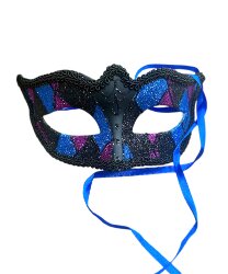 Маска Арлекина черно-синяя
