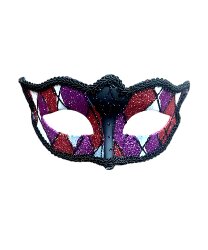 Маска Арлекина розово-красная