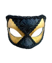 Венецианская мужская маска с тиснением и черной тесьмой