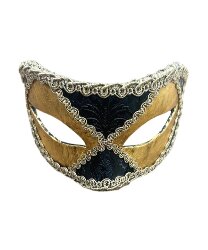 Венецианская мужская маска с тиснением и золотой тесьмой