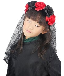 Цветочный венок с черной фатой 