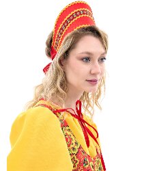 Кокошник "Радуга" красный с красной тесьмой