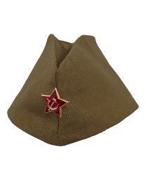 Пилотка взрослая с металлической звездой хаки