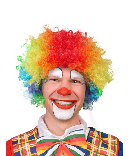Разноцветный парик клоуна: голубой, красный, желтый (Китай)