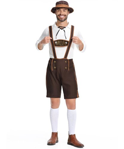 Мужской костюм тирольца: шорты, рубашка, головной убор (Китай)