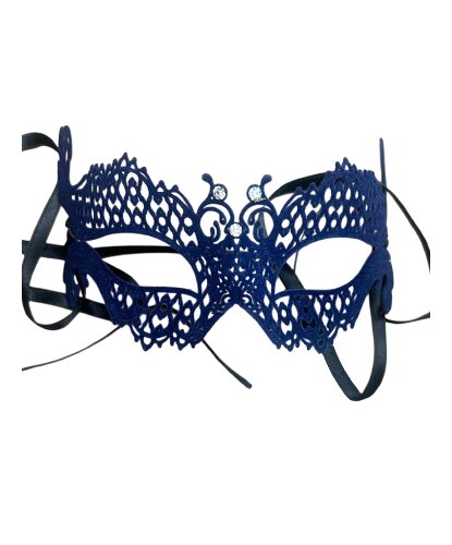 Синяя бархатная венецианская маска Colombina Occhialina, металл (Италия)