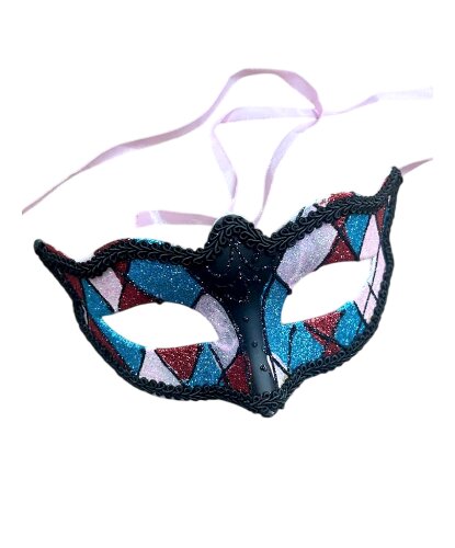 Маска Арлекина розово-голубая, пластик (Италия)