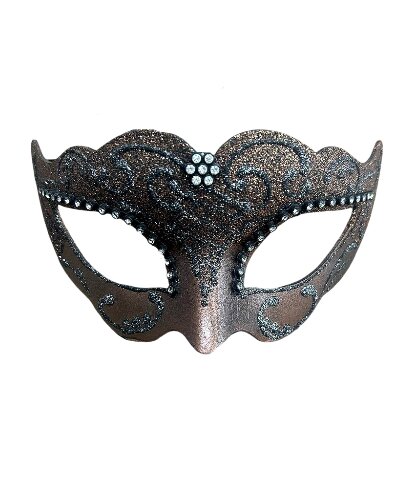 Бронзовая венецианская маска со стразами, папье-маше, стразы, кружево (Италия)