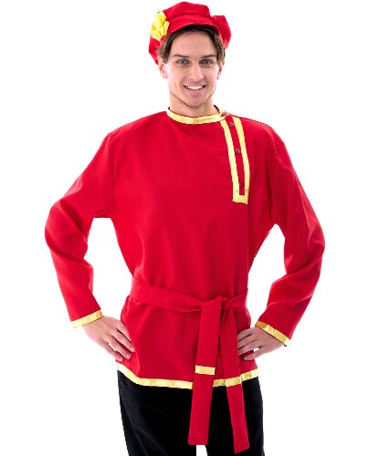 Русская народная косоворотка красная: косоворотка, пояс (Россия)