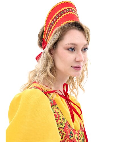 Кокошник Радуга красный с красной тесьмой (Россия)