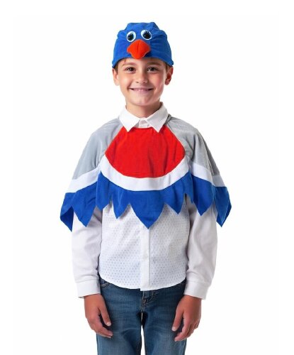 Карнавальный костюм Снегиря: Шапка, воротник с крыльями (Россия)