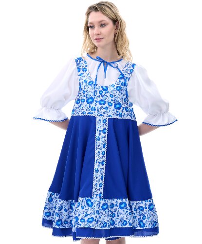 Русский народный костюм Елена гжель: сарафан, рубашка (Россия)