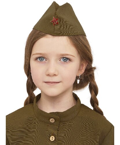 Пилотка детская с металлической звездой хаки (Россия)