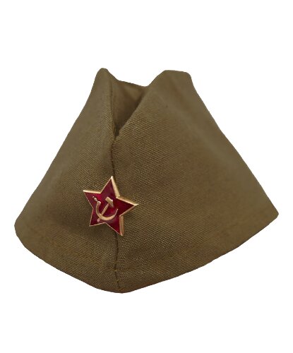 Пилотка взрослая с металлической звездой хаки (Россия)