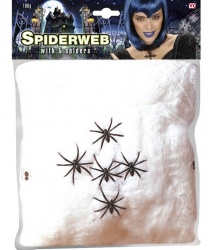 Белая паутина с 5 пауками (100 гр.)