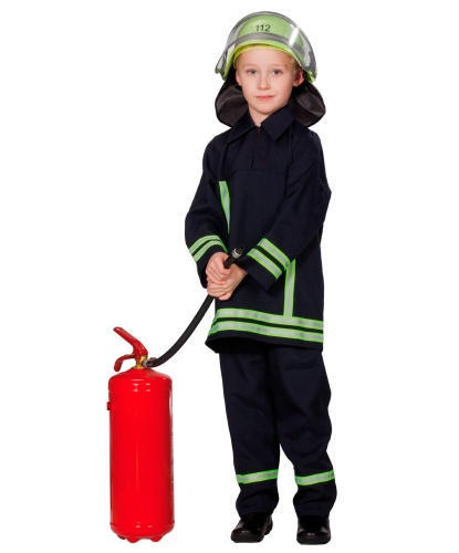 Детский синий костюм пожарного: брюки, кофта, шлем (Германия)