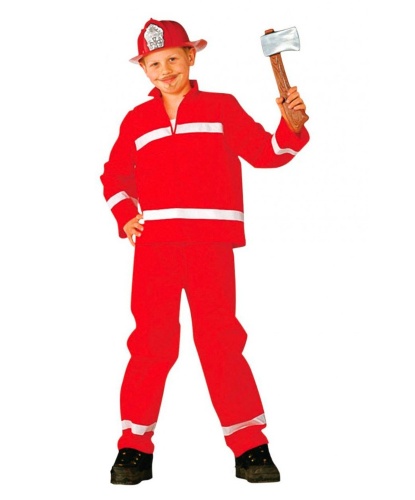 Детский красный костюм пожарного: кофта, шлем, штаны (Германия)