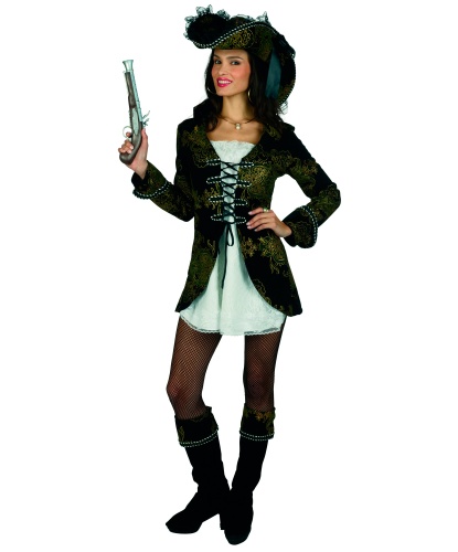 Пиратский костюм (женский): накладка на сапоги, платье, шляпа (Германия)