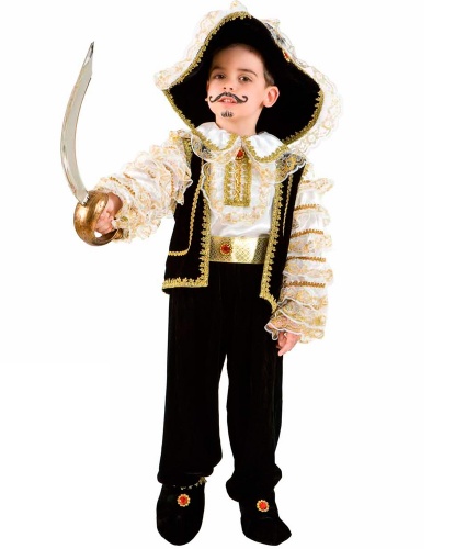 Костюм пирата на мальчика: жилетка, накладки на туфли, пояс, рубашка, шляпа, штаны (Италия)