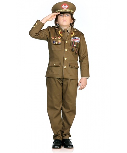 Детский карнавальный костюм военного генерала: пиджак, рубашка, штаны, фуражка, галстук, нашивки (Италия)
