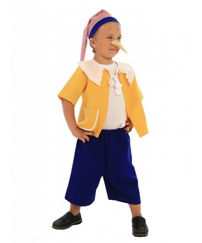 Детский костюм Золотой ключик: рубашка с помпонами, шорты, колпак, нос (Россия)
