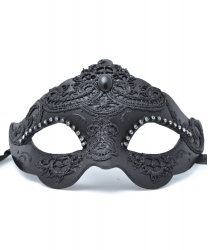 Венецианская маска украшенная кружевом, черная