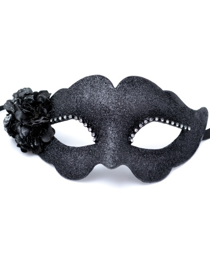 Черная венецианская маска с цветком Fiore, папье-маше (Италия)