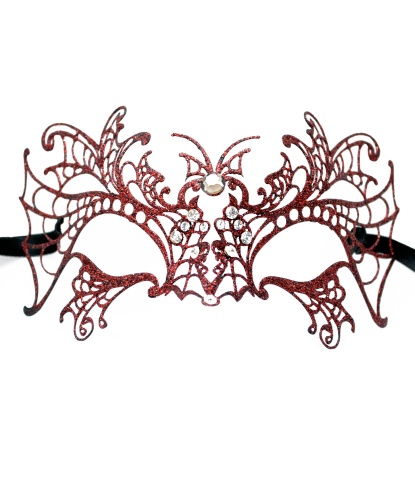 Венецианская маска Farfalla с красными блестками, металл, блестки (Италия)