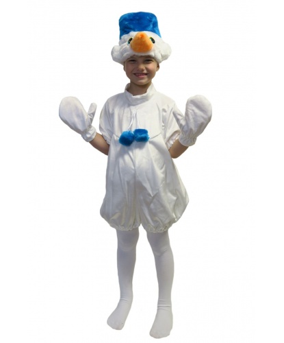 Детский костюм Снеговика: комбинезон, шапочка, варежки (Россия)