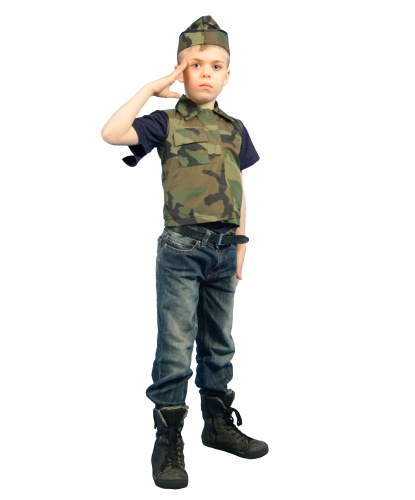 Детский костюм солдата: жилет, пилотка (Россия)