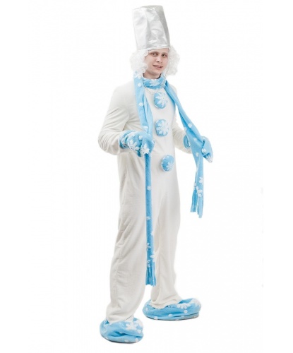 Костюм Снеговик: комбинезон, шарф, варежки, тапки, головной убор, нос (Россия)