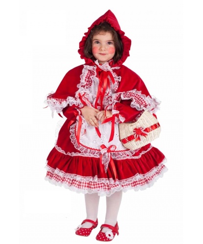 Детский костюм Красная Шапочка: головной убор, платье, фартук, корзинка (Италия)