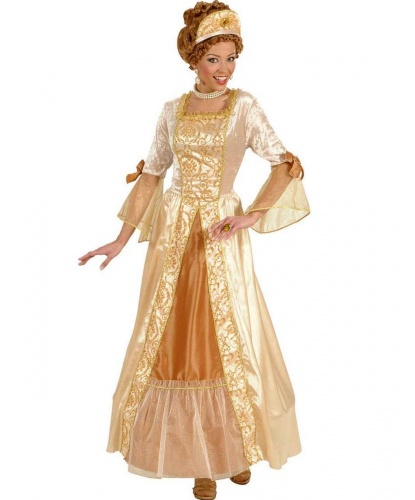 Золотое платье принцессы: платье с вшитым криналином, головной убор (Италия)