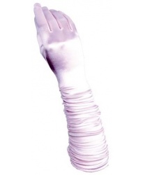 Светло-розовые сатиновые перчатки со сборкой